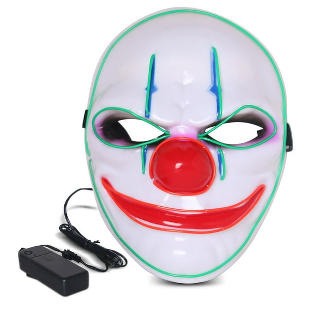 Neon Nightlife Men'S Light Up Sarcatic Clown Happy Face Mask 